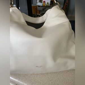 Jimmy Choo white ivory hobo leather w Gold Hardware Shoulder Bag
